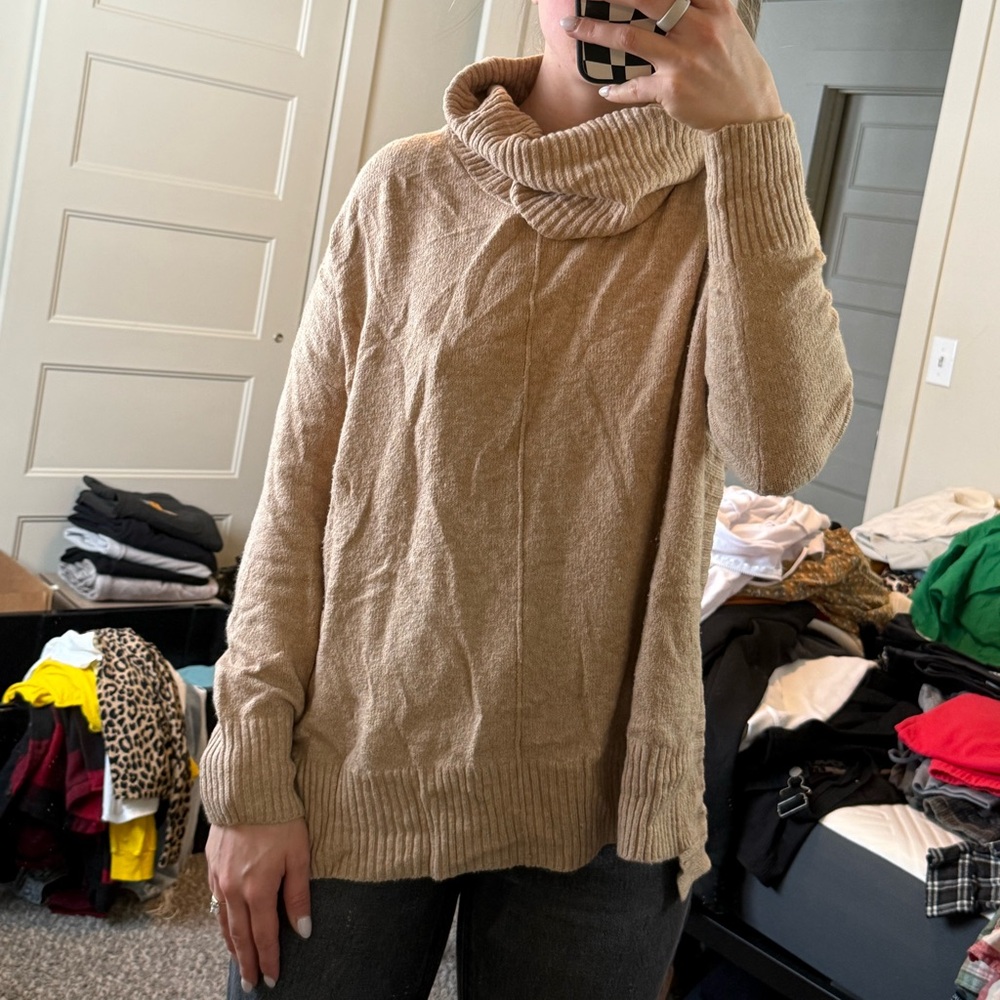 Cozy Tan Turtleneck Sweater